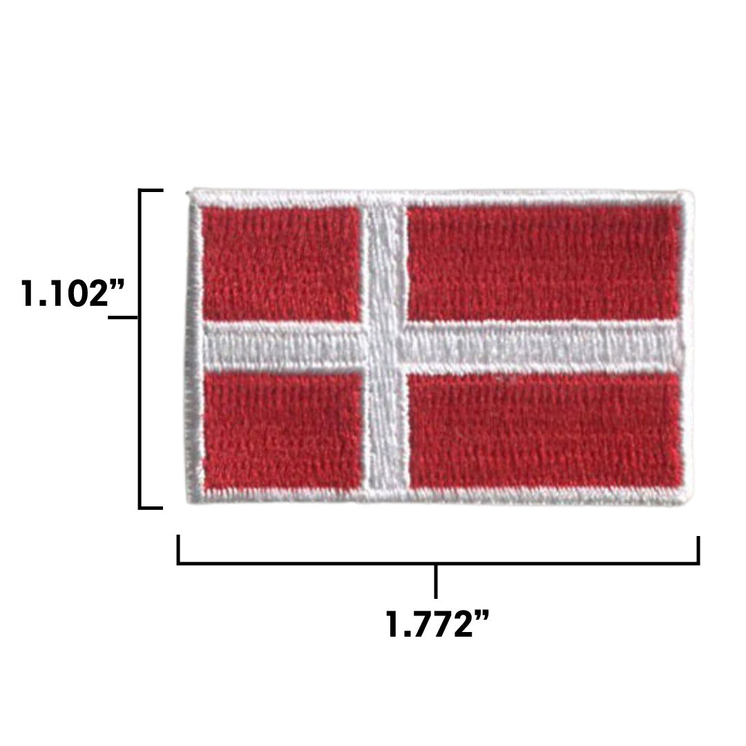 Denmark Country MINI Flag 1.8"W x 1.102"H Patch (White Border)