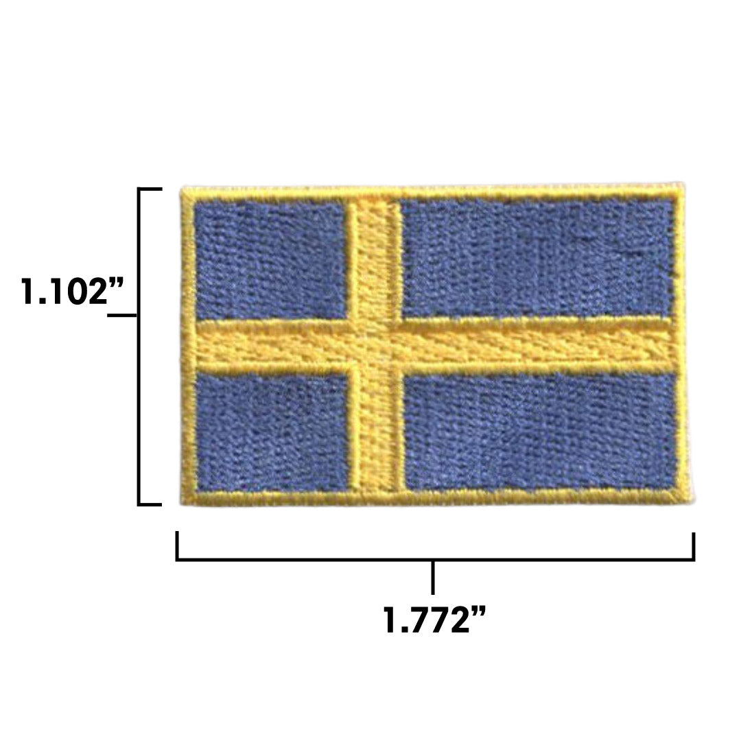 Sweden Country MINI Flag 1.8"W x 1.102"H Patch (Gold Border)