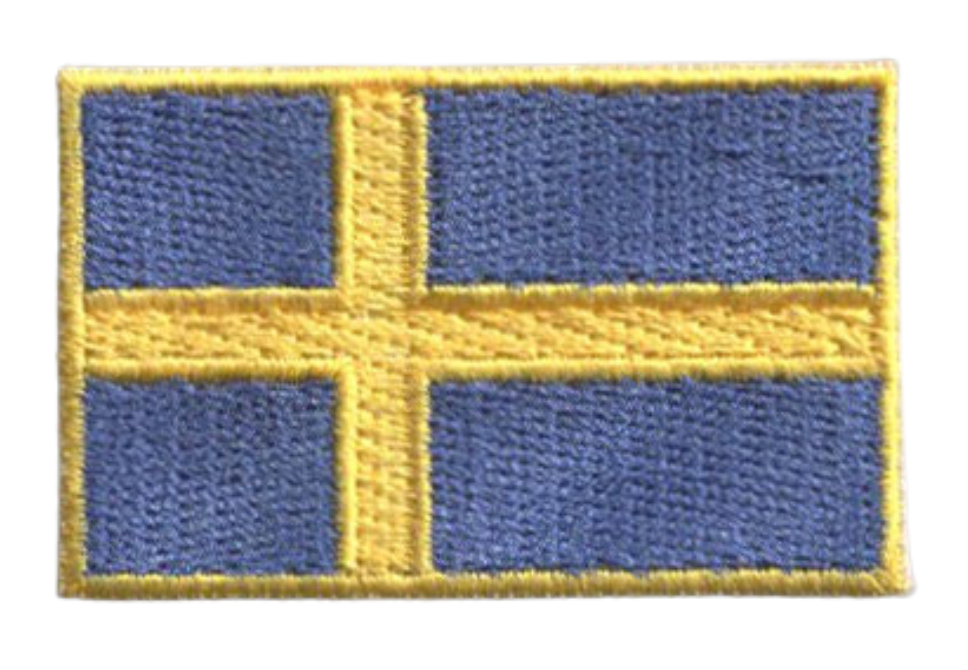 Sweden Country MINI Flag 1.8"W x 1.102"H Patch (Gold Border)